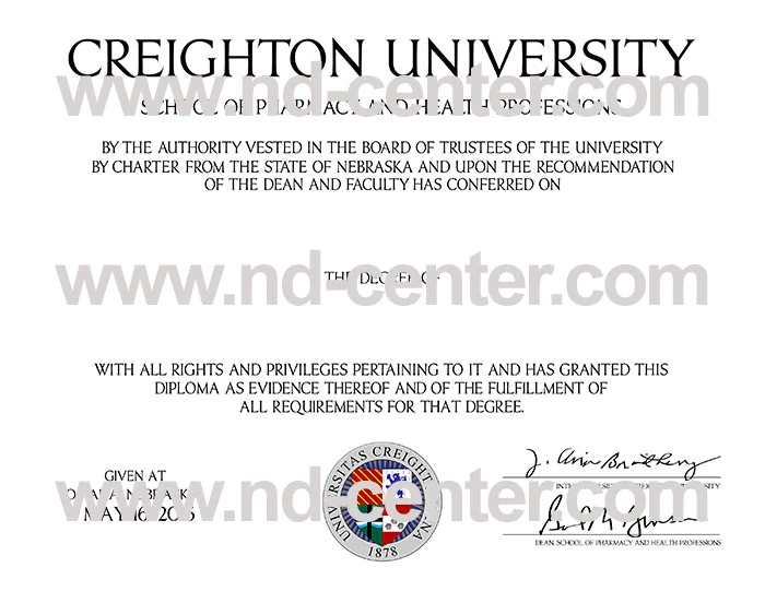Creighton University Diploma